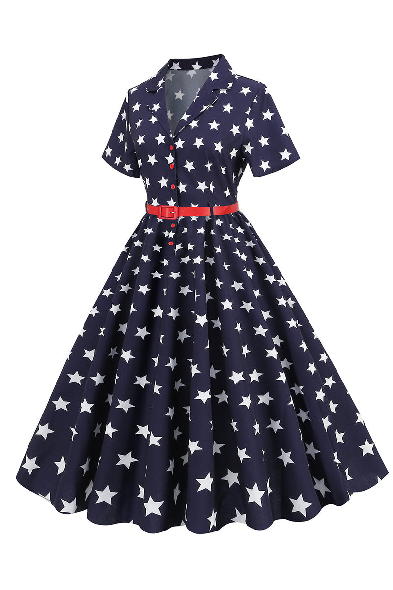 Load image into Gallery viewer, American Independence Day Print Flag Vintage Dress