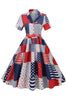 Load image into Gallery viewer, Independence Day Flag Print Vintage Dress