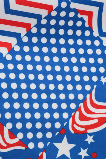 V Neck American Flag Printed Vintage Dress