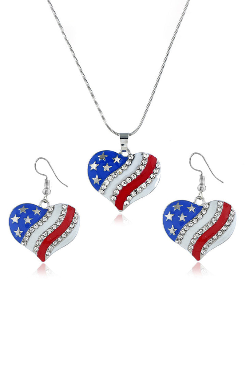 Load image into Gallery viewer, American Flag Pentagram Diamond Necklace