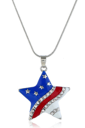 American Flag Pentagram Diamond Necklace