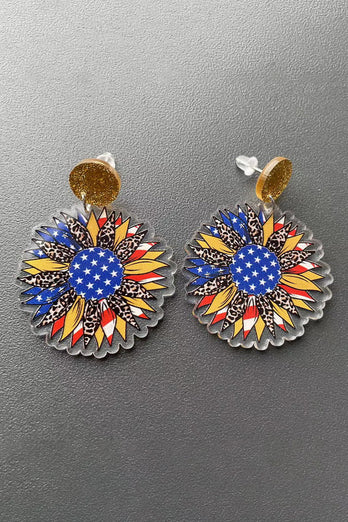 American Flag Heart Earrings