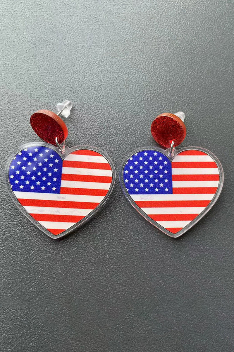 Load image into Gallery viewer, American Flag Heart Earrings
