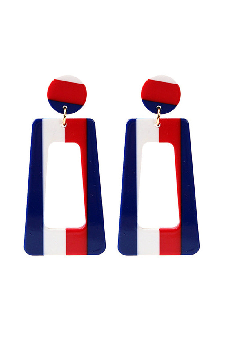 Load image into Gallery viewer, Independence Day Red White Blue Striped Earrings