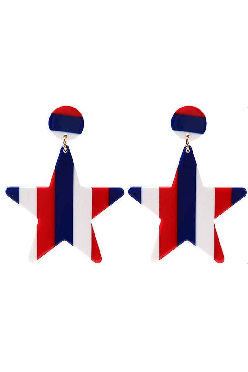 Load image into Gallery viewer, Independence Day Red White Blue Striped Earrings
