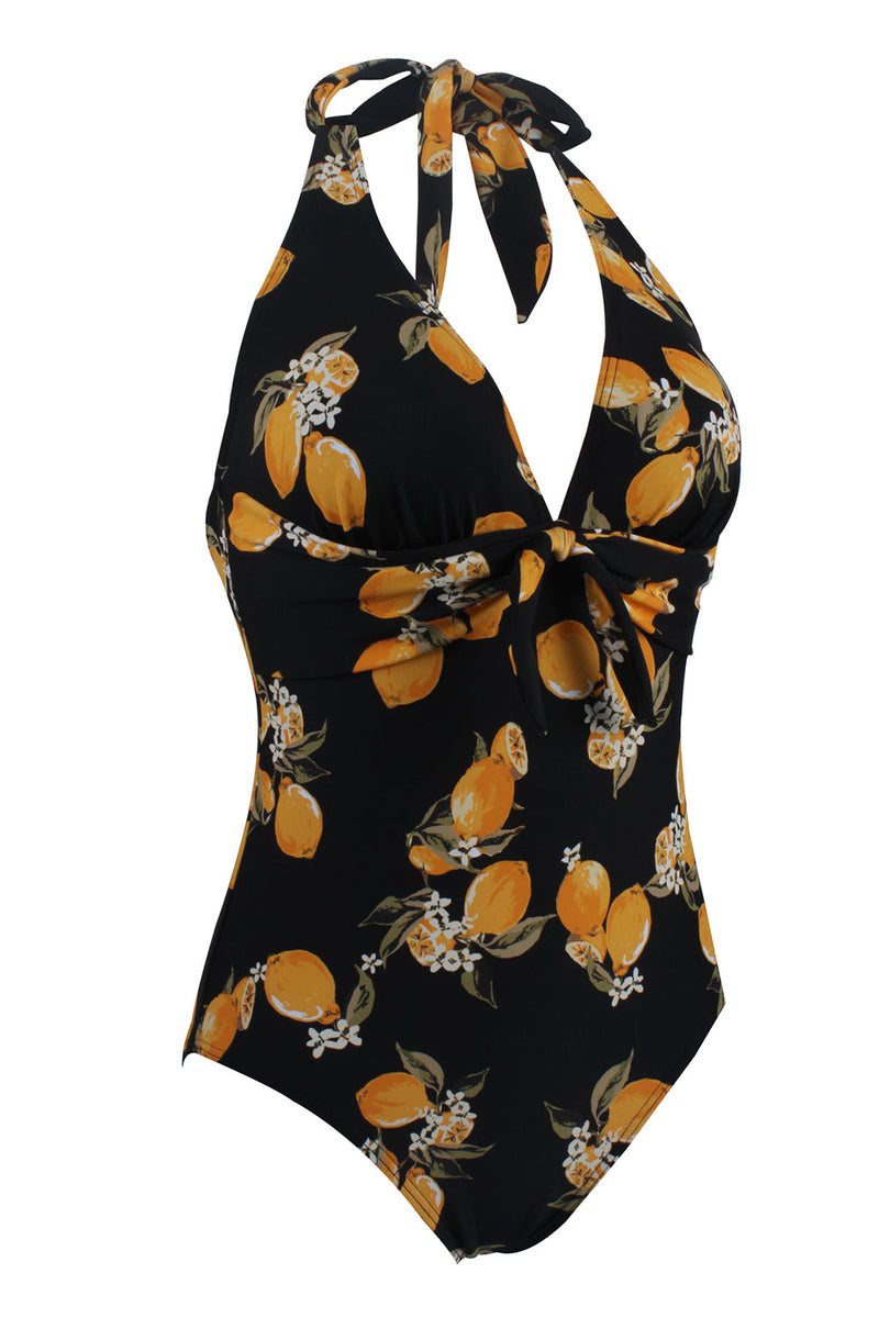 Load image into Gallery viewer, Black Lemon One Piece Swimwear