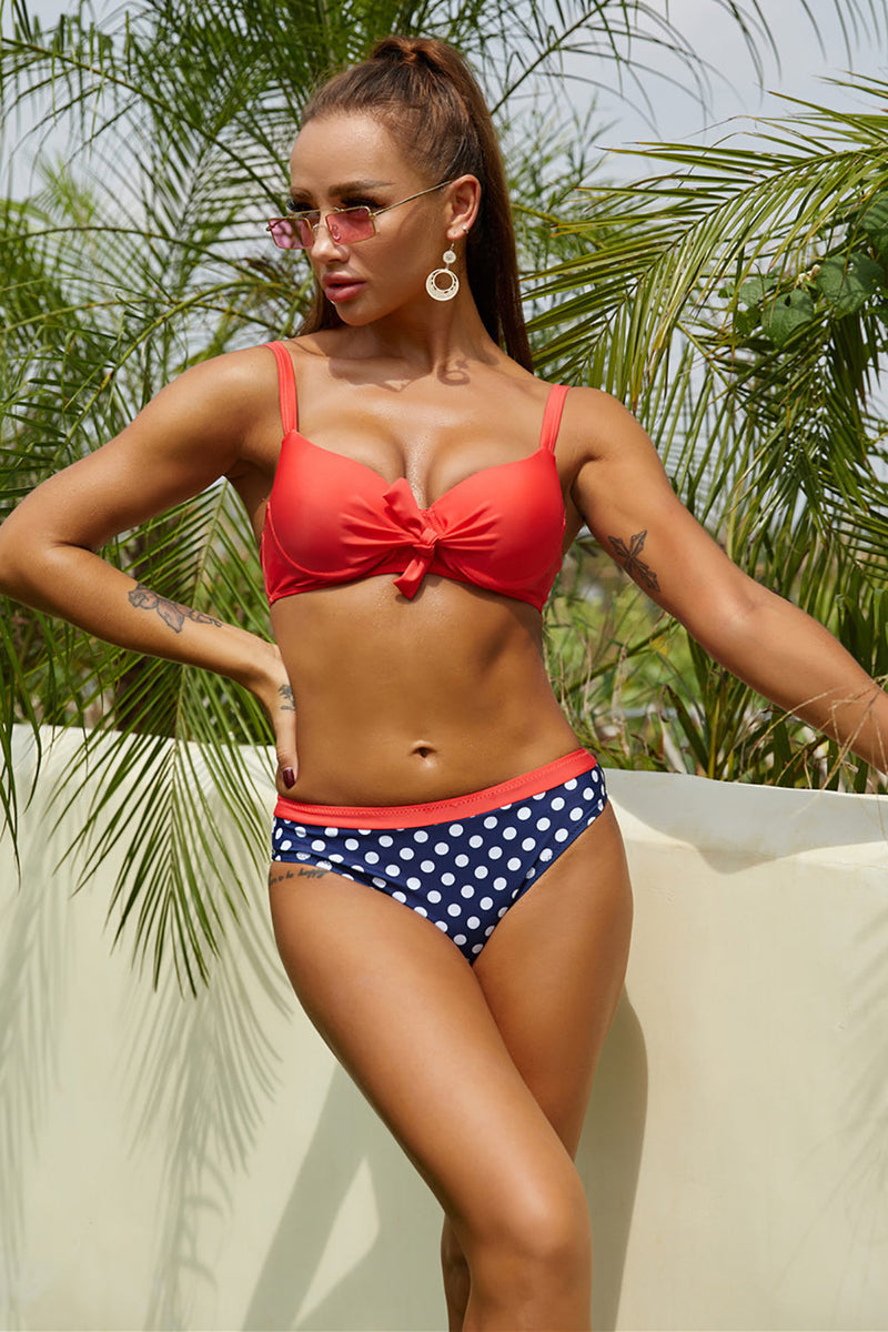 Load image into Gallery viewer, Red and Polka Dots Two Pieces Swimsuit