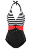Load image into Gallery viewer, Plus Size Black Halter One Piece Swimwear