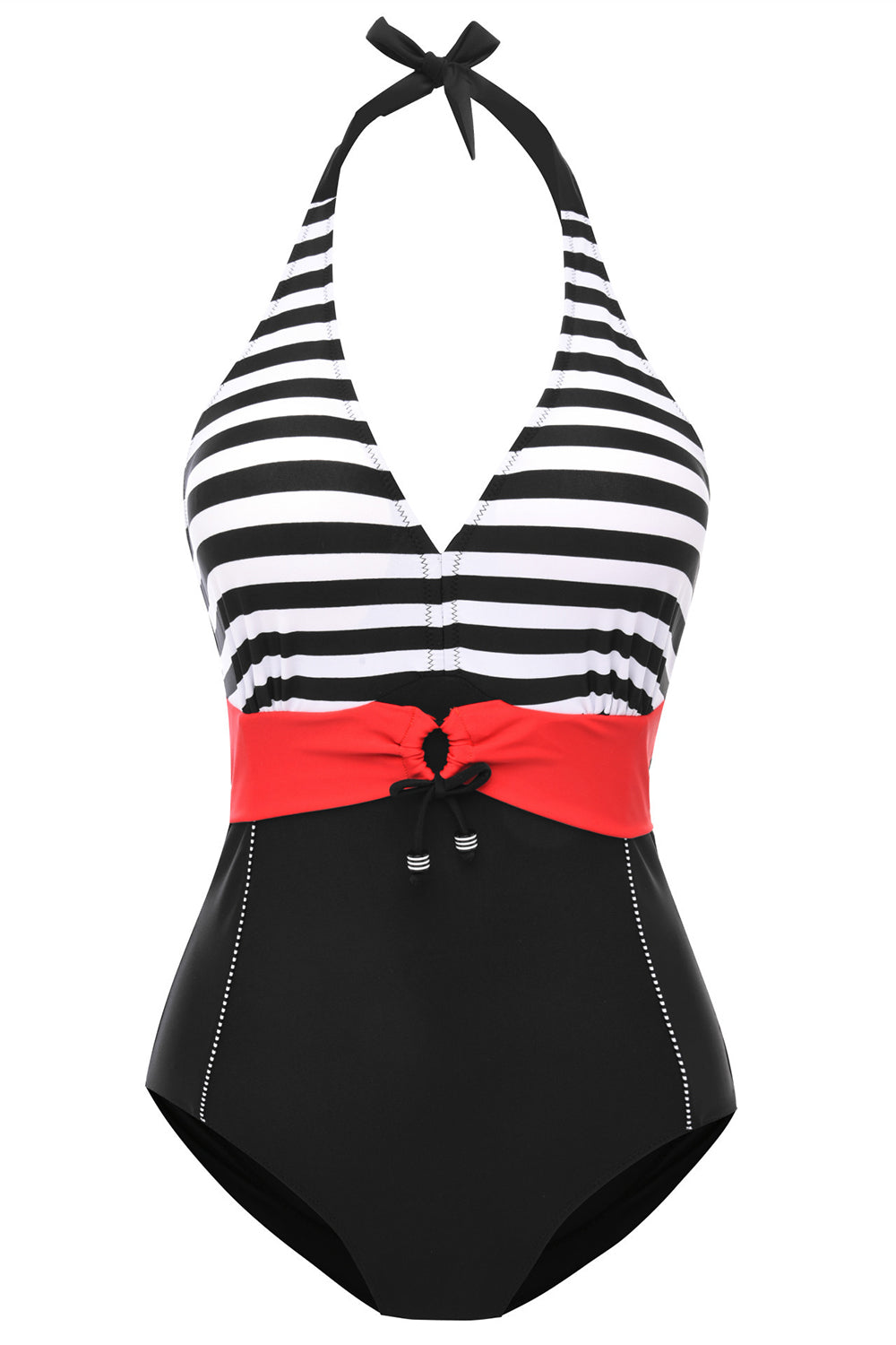 Plus Size Black Halter One Piece Swimwear
