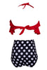 Load image into Gallery viewer, Red and Polka Dots Two Pieces Swimsuit with Ruffles