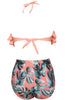 Load image into Gallery viewer, Halter Orange and Leaves Two Pieces Swimsuit
