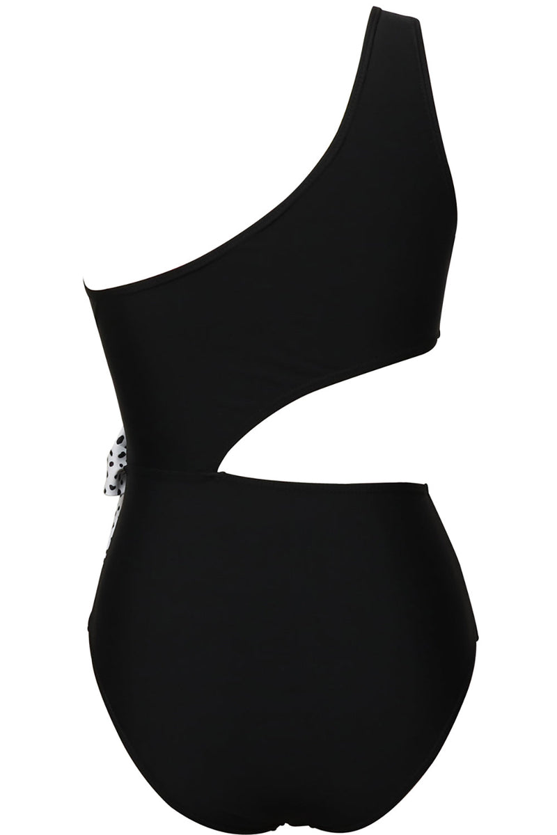 Load image into Gallery viewer, Black One Shoulder Swimwear