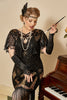 Load image into Gallery viewer, Black Six Pieces Wrap Headpiece 1920s Accessories Set