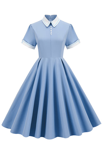 Light Blue 1950s Vintage Dress with Sleeves