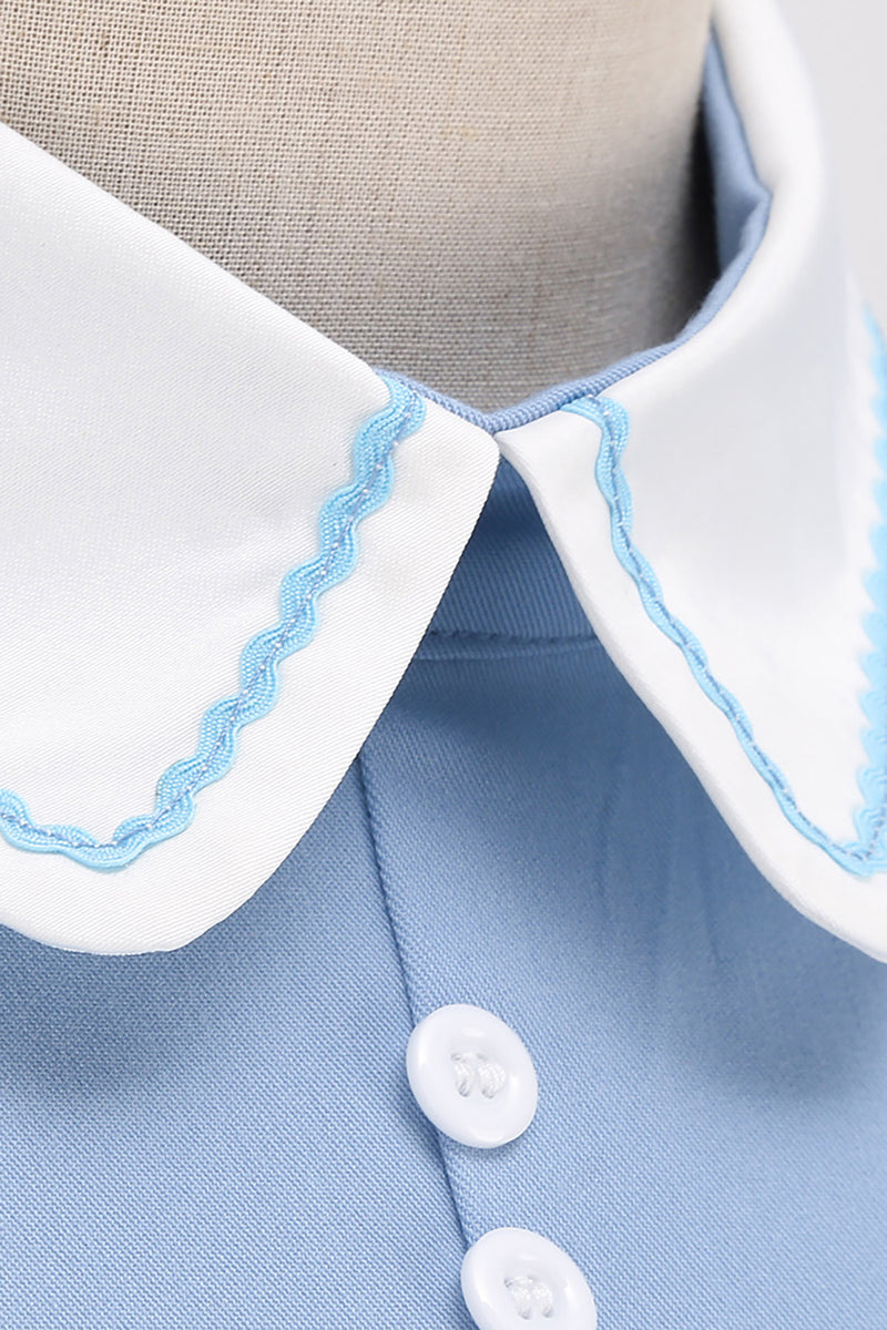 Load image into Gallery viewer, Light Blue 1950s Vintage Dress with Sleeves