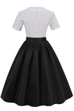 Black and White Polka Dots Vintage 1950s Dress