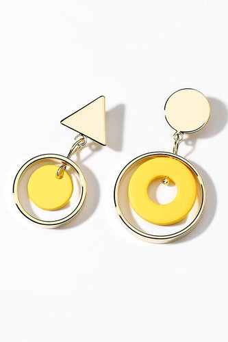 Yellow Asymmetric Statement Earrings