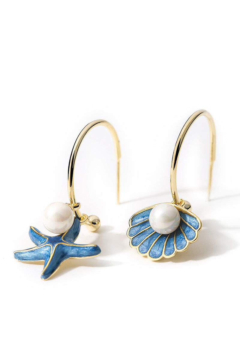 Load image into Gallery viewer, Blue Pearl Shell Earrings