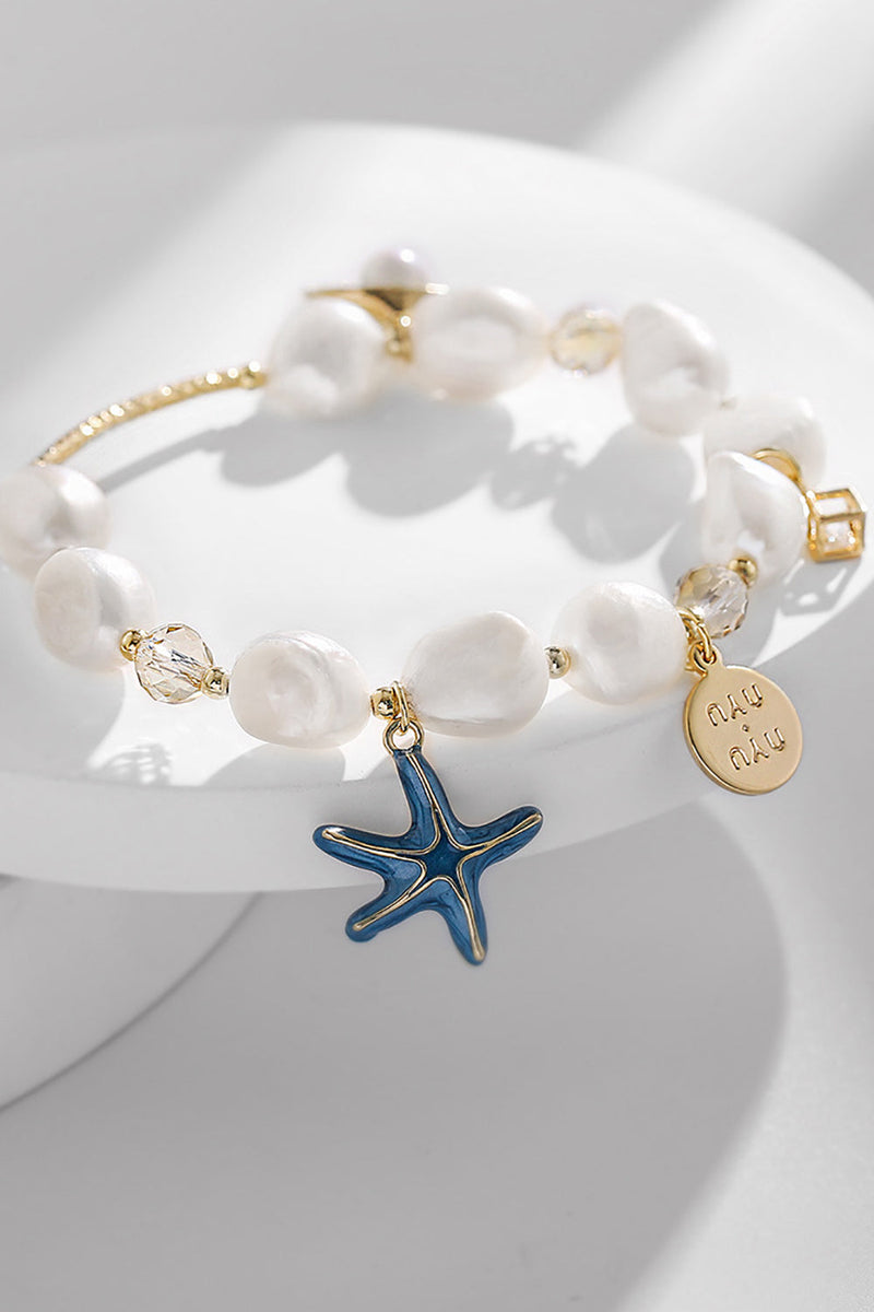 Load image into Gallery viewer, Blue Shell Starfish Pearl Bracelet