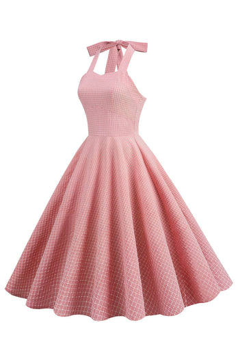 Halter Plaid 1950s Swing Dress