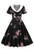 Load image into Gallery viewer, Black Floral Printed Vintage Dress With Belt