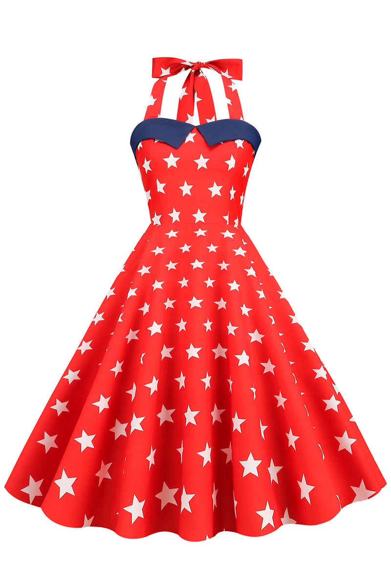 Load image into Gallery viewer, Retro Style Halter Navy Vintage Dress