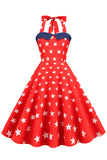 Retro Style Halter Navy Vintage Dress