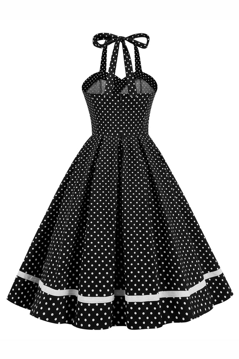 Load image into Gallery viewer, Halter Polka Dots Swing Dress with Buttons