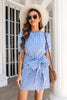 Load image into Gallery viewer, Blue Plaid Summer Dress with Bow