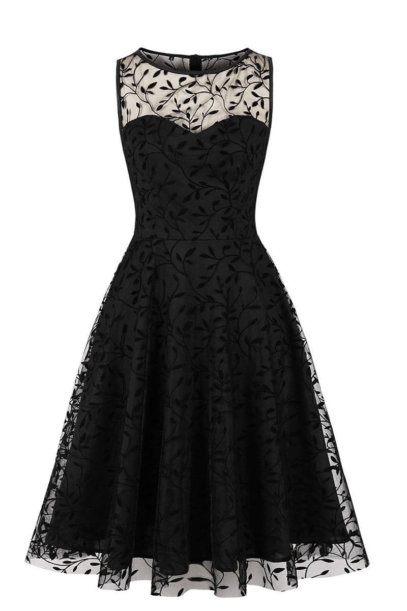 Load image into Gallery viewer, Black Lace Vintage Dress