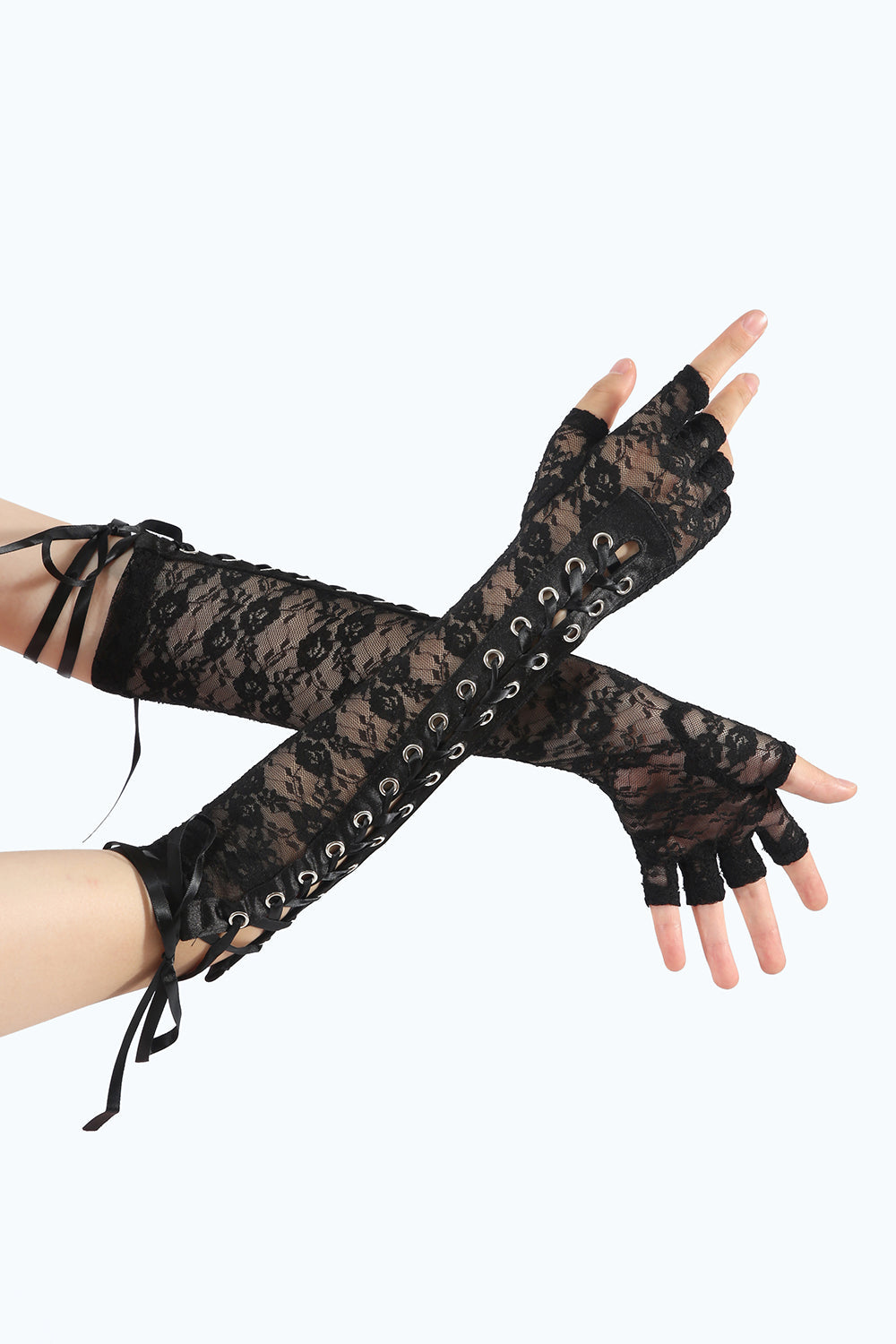 Black Lace 1920s Party Gloves