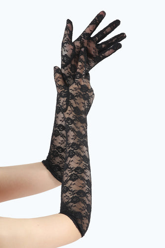 Black Lace Gatsby Party Gloves
