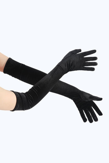 Black 1920s Party Gloves