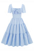 Load image into Gallery viewer, Light Blue Polka Dots Swing 1950s Dress