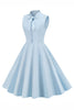 Load image into Gallery viewer, Light Blue Solid A-line 1950s Dress wit Buttons