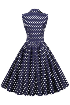 Pejock Women's Vintage Dress Polka Dot 1950s Retro Prom Midi Dress