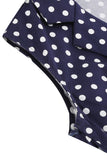 Navy V-Neck Polka Dots 1950s Swing Dress