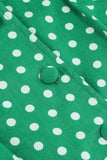 Green Lapel Neck Polka Dots Swing 1950s Dress