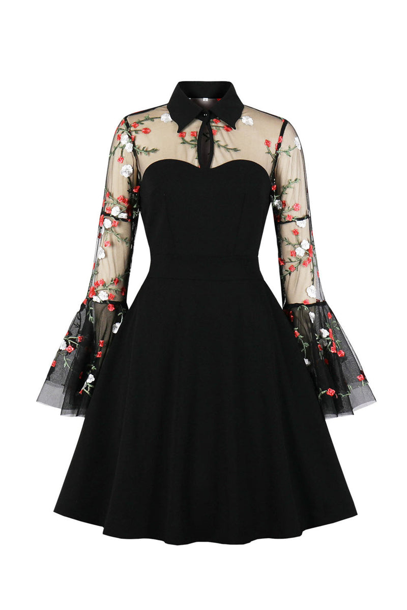 Load image into Gallery viewer, Black Long Sleeves Halloween Dress with Embroidery