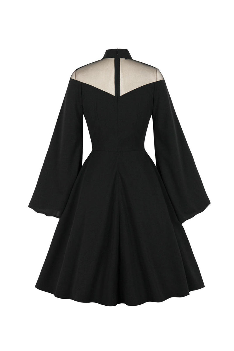Load image into Gallery viewer, Vintage Black Halloween Dress with Long Sleeves