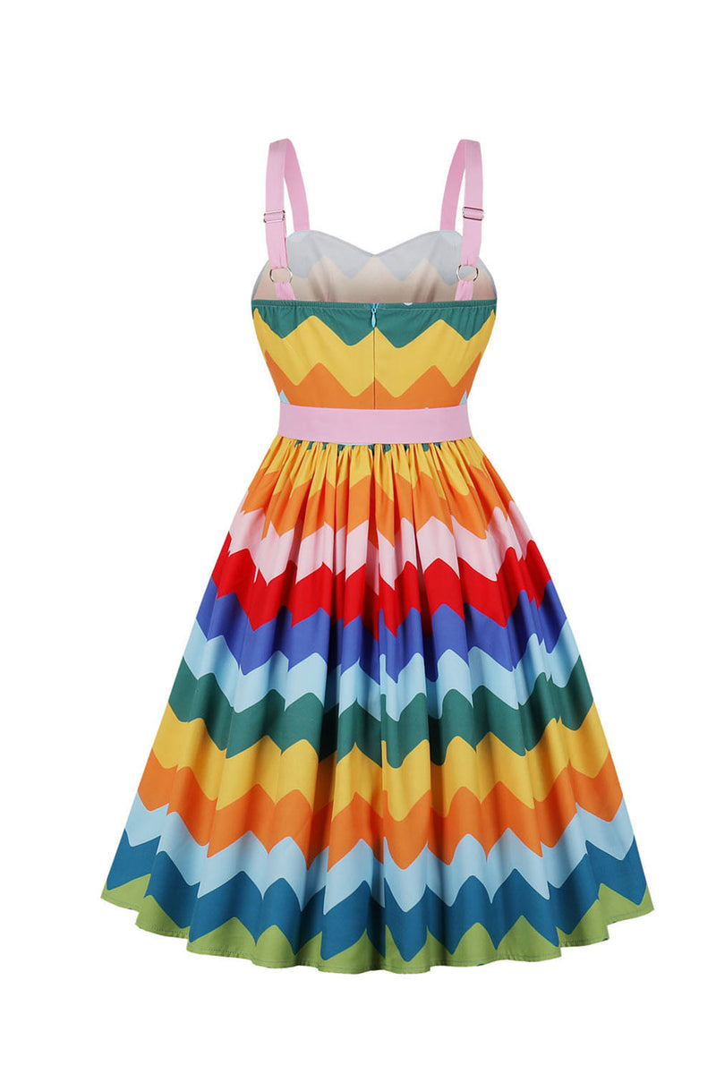 Load image into Gallery viewer, Wave Printed Spaghetti Straps Vintage Dress