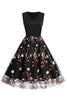 Load image into Gallery viewer, Black Vintage 1950s Dress with Embroidery