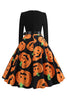 Load image into Gallery viewer, V-Neck Long Sleeve Print Pumpkin Lantern Vintage Dress