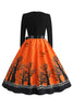 Load image into Gallery viewer, V-Neck Printed Halloween Dress with Belt