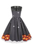 Load image into Gallery viewer, Vintage Crew Neck Lace Panel Print Halloween Dress