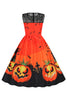 Load image into Gallery viewer, Vintage Crew Neck Lace Panel Print Halloween Dress