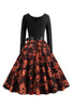 Load image into Gallery viewer, Vintage Crew Neck Long Sleeve Ghost Print Halloween Retro Dress