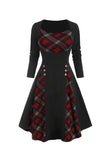 Check Printed Waist-Up Halloween Retro Dress