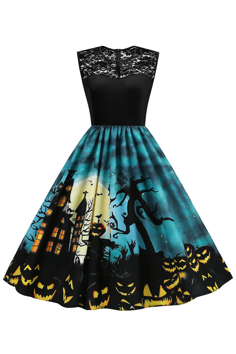 Load image into Gallery viewer, Jewel Neck Halloween Vintage Dress