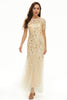 Load image into Gallery viewer, Leaves Sequins Mother Of The Bride Dress with Short Sleeves